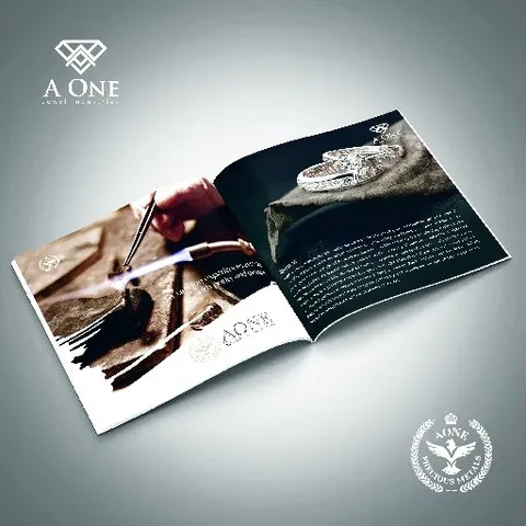A One brochure spread: a craftsman at work beside product details