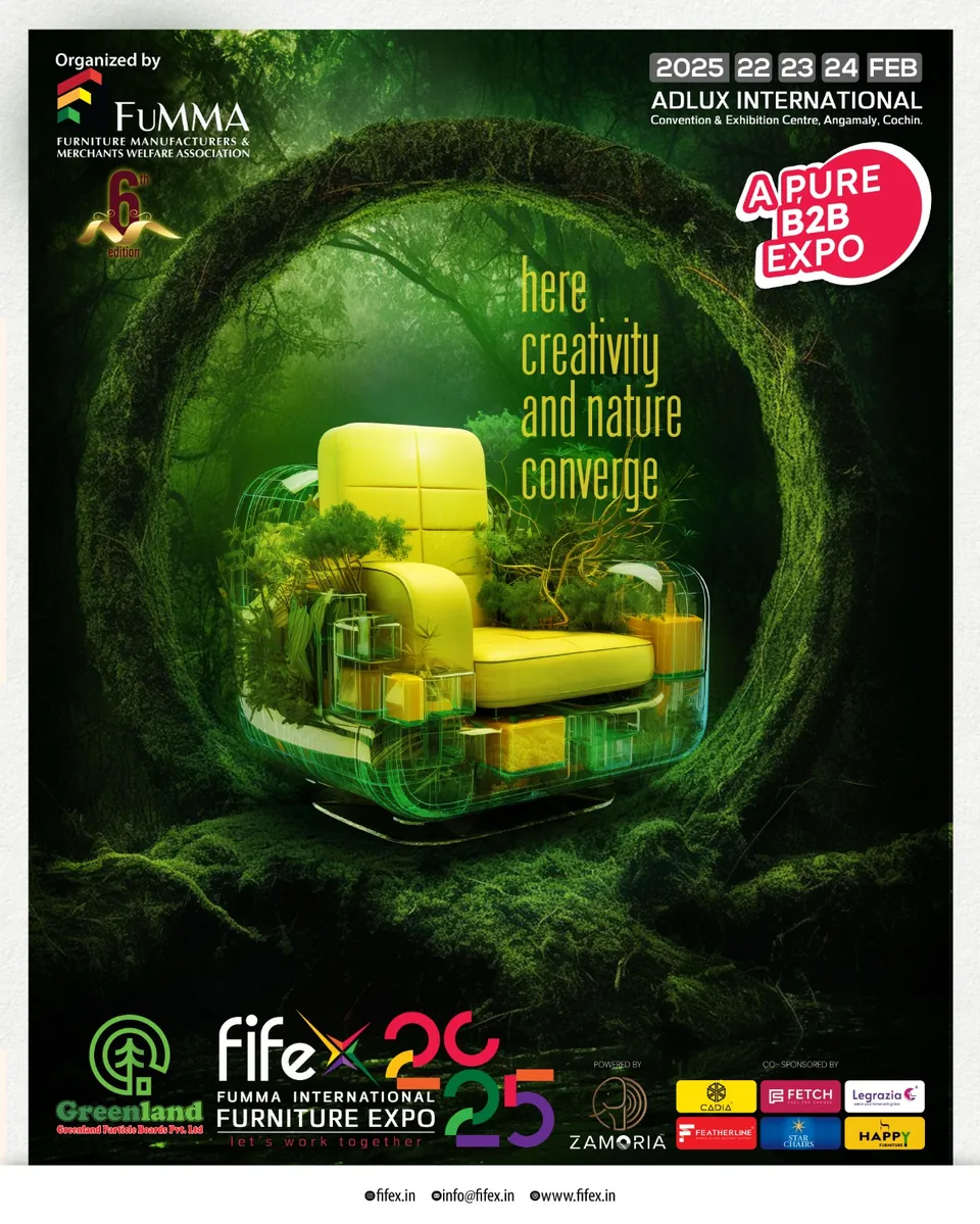 FIFEX 2025 poster: a lime armchair inside a mossy forest ring