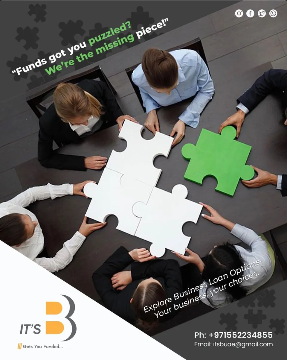 It's B poster: executives fitting together the last piece of a green jigsaw
