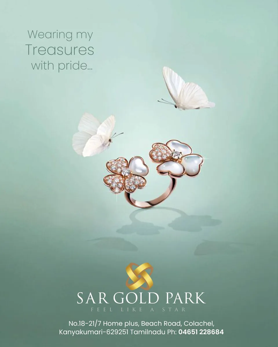 SAR Gold Park poster: a pearl and diamond ring with white butterflies on pale teal, 'Wearing my treasures with pride'
