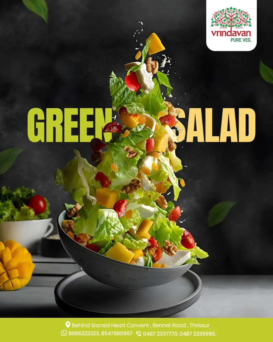 Vrindavan poster: a green salad tossed in the air