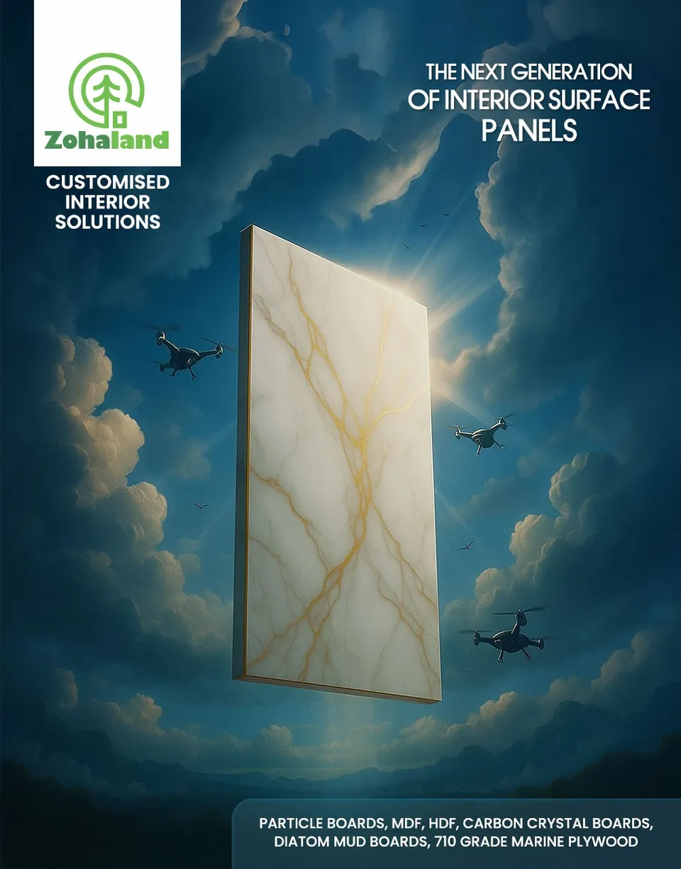 Zohaland poster: a marble panel standing in the clouds