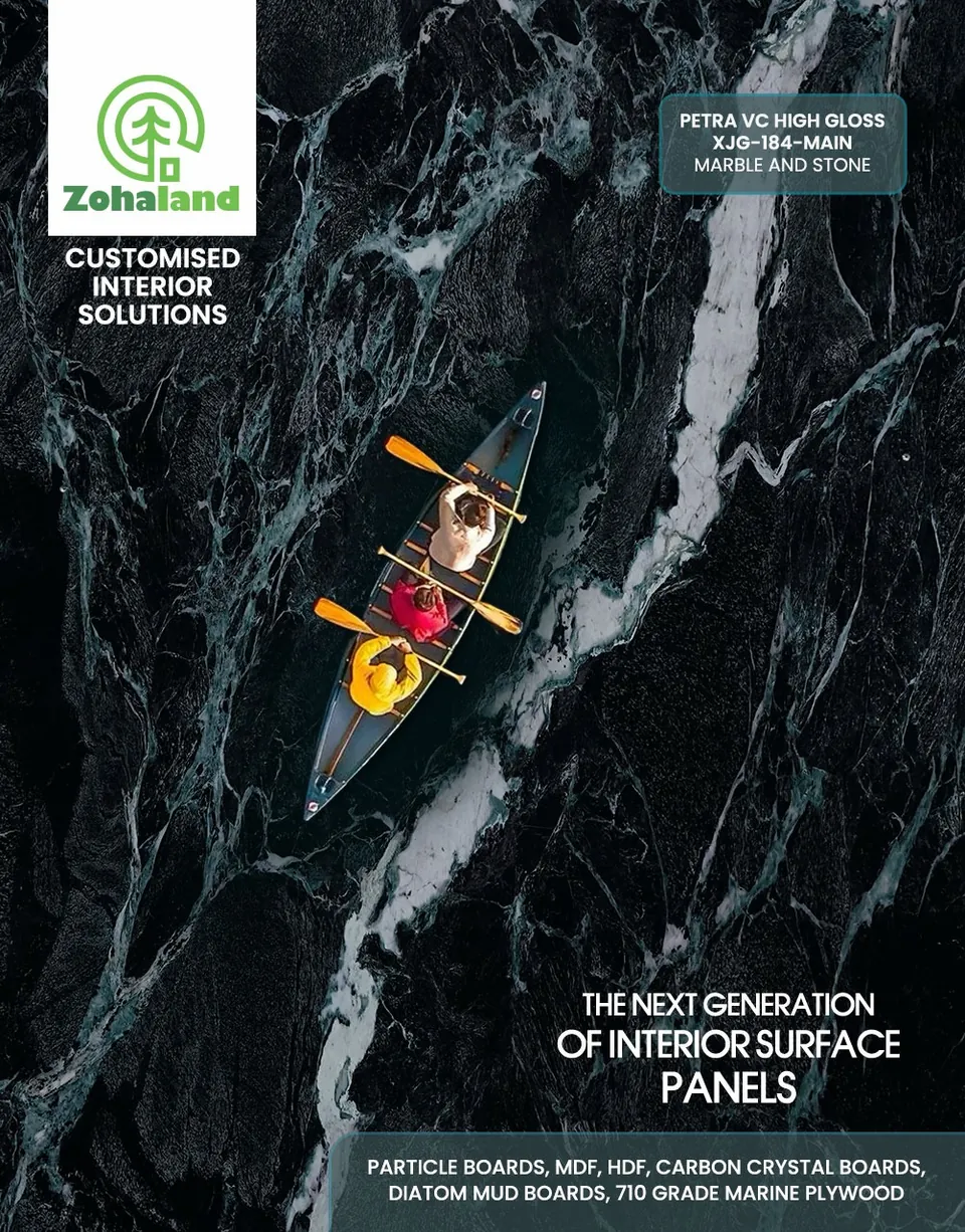 Zohaland poster: a kayak on a river of black marble